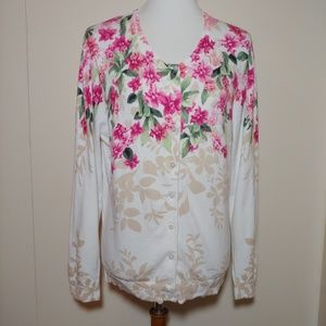 Beautiful Karen Scott floral cardigan Size L